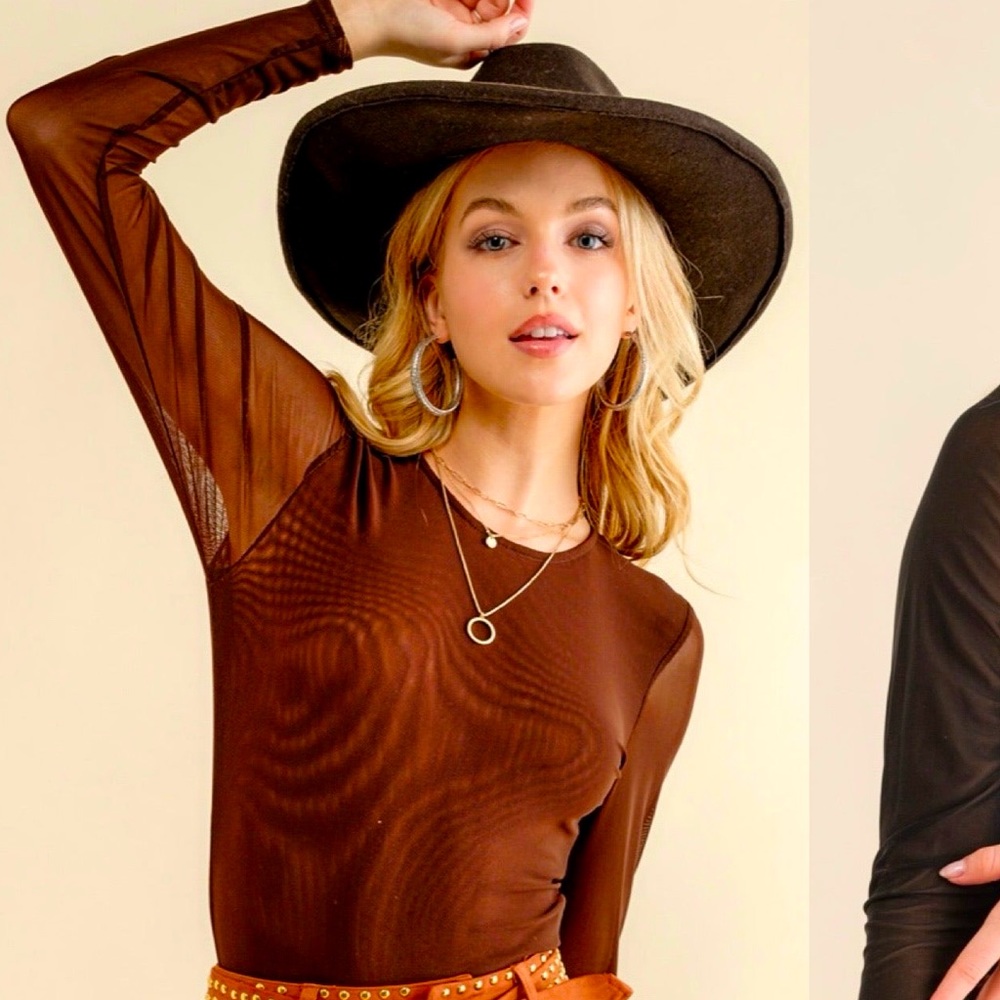 New-Sheer Sleeve Bodysuit